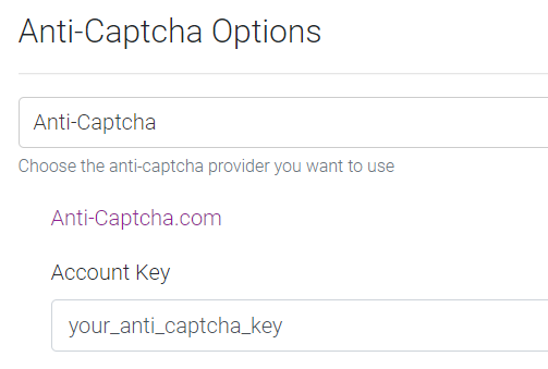 Anti-Captcha Options